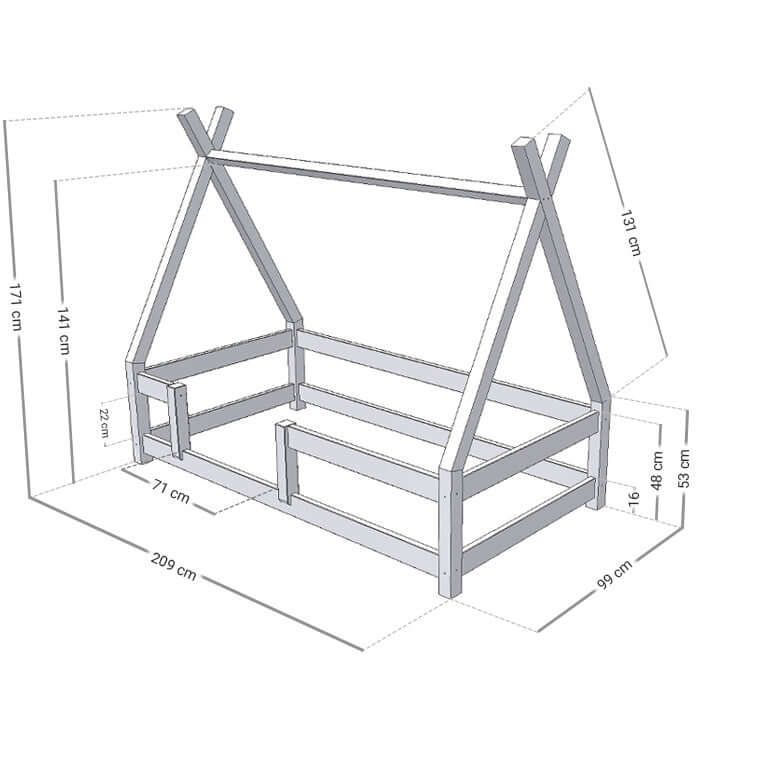 TIPPI children's bed with fall protection, various colors & sizes