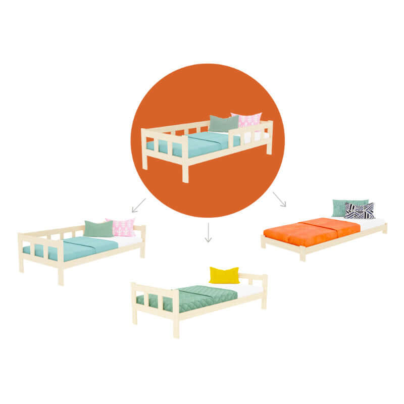 Kinderbed PAULINE met valbeveiliging en accessoires, diverse maten en kleuren
