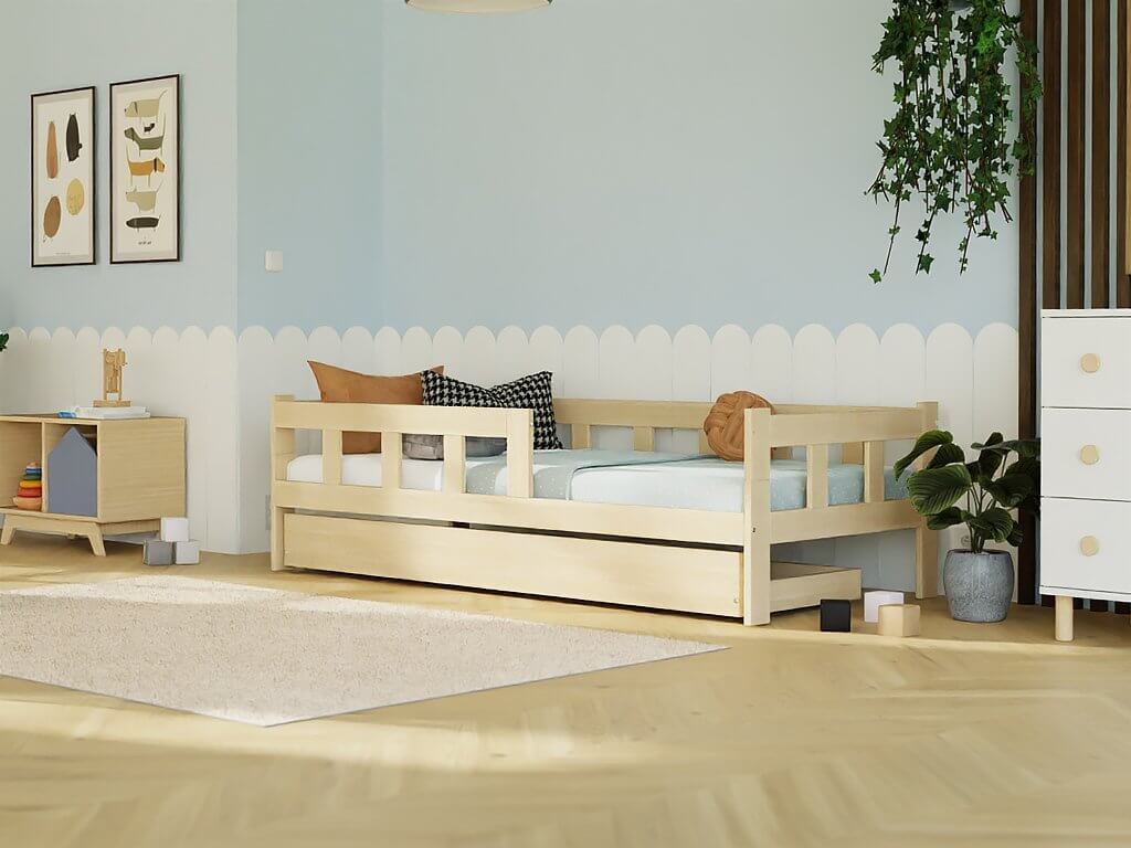 Kinderbed PAULINE met valbeveiliging en accessoires, diverse maten en kleuren