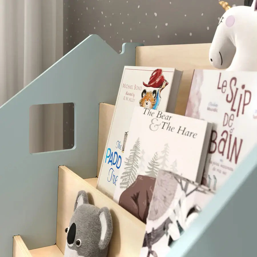 Boekenplankhuizen, verschillende kleuren