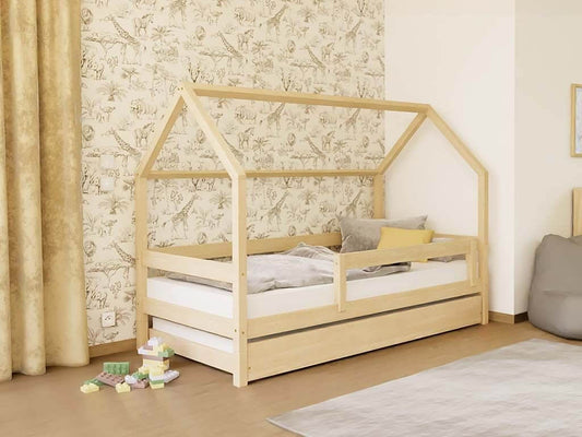 Holz-Ausziehbett auf Rollen