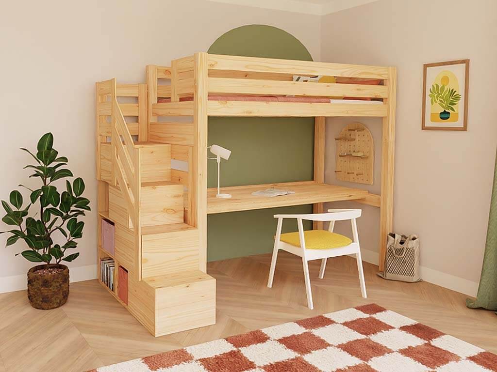 Hochbett mit Schreibtisch – KleinLeni