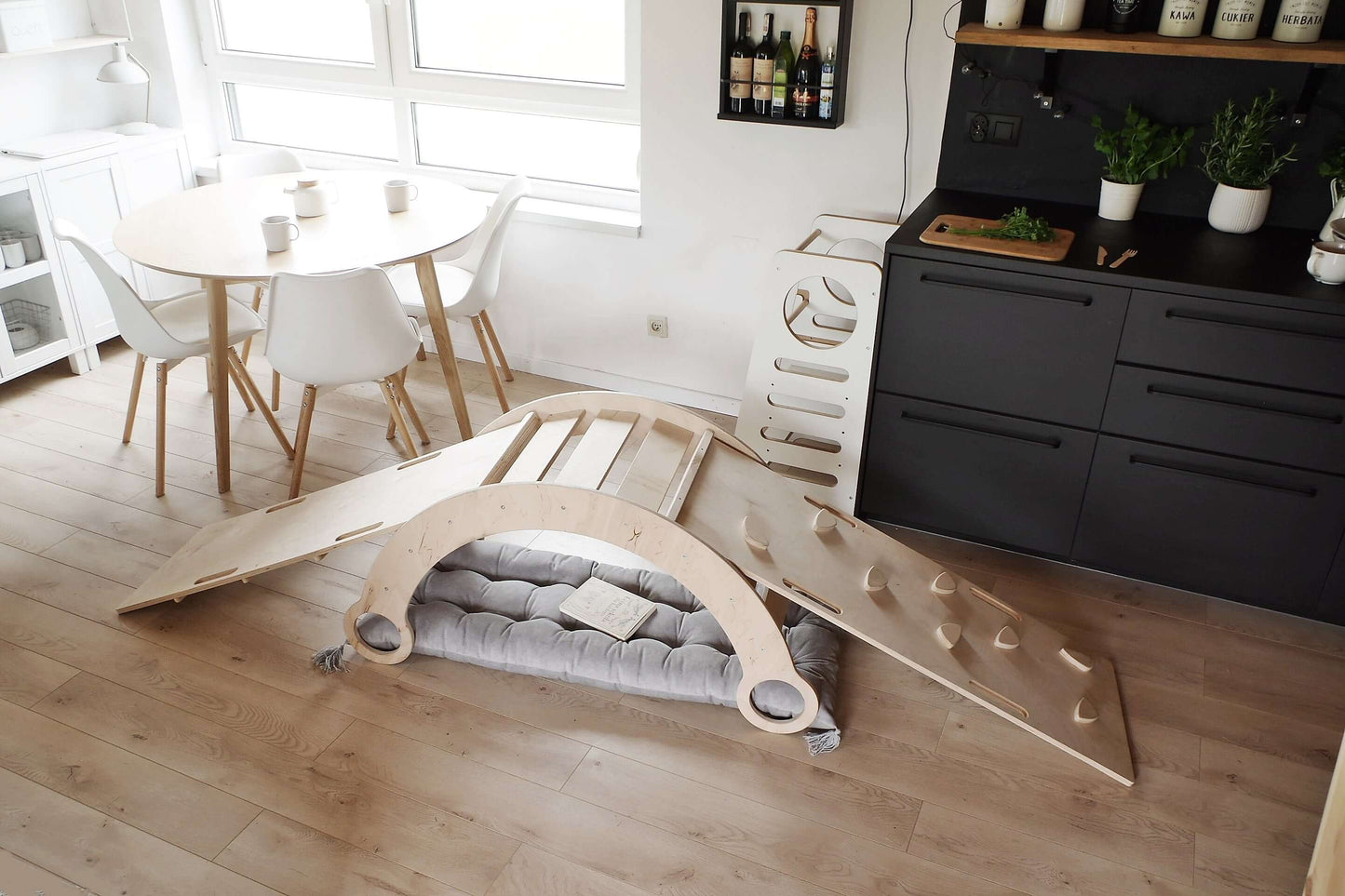 Houten wip voor kinderen, verschillende maten en kleuren