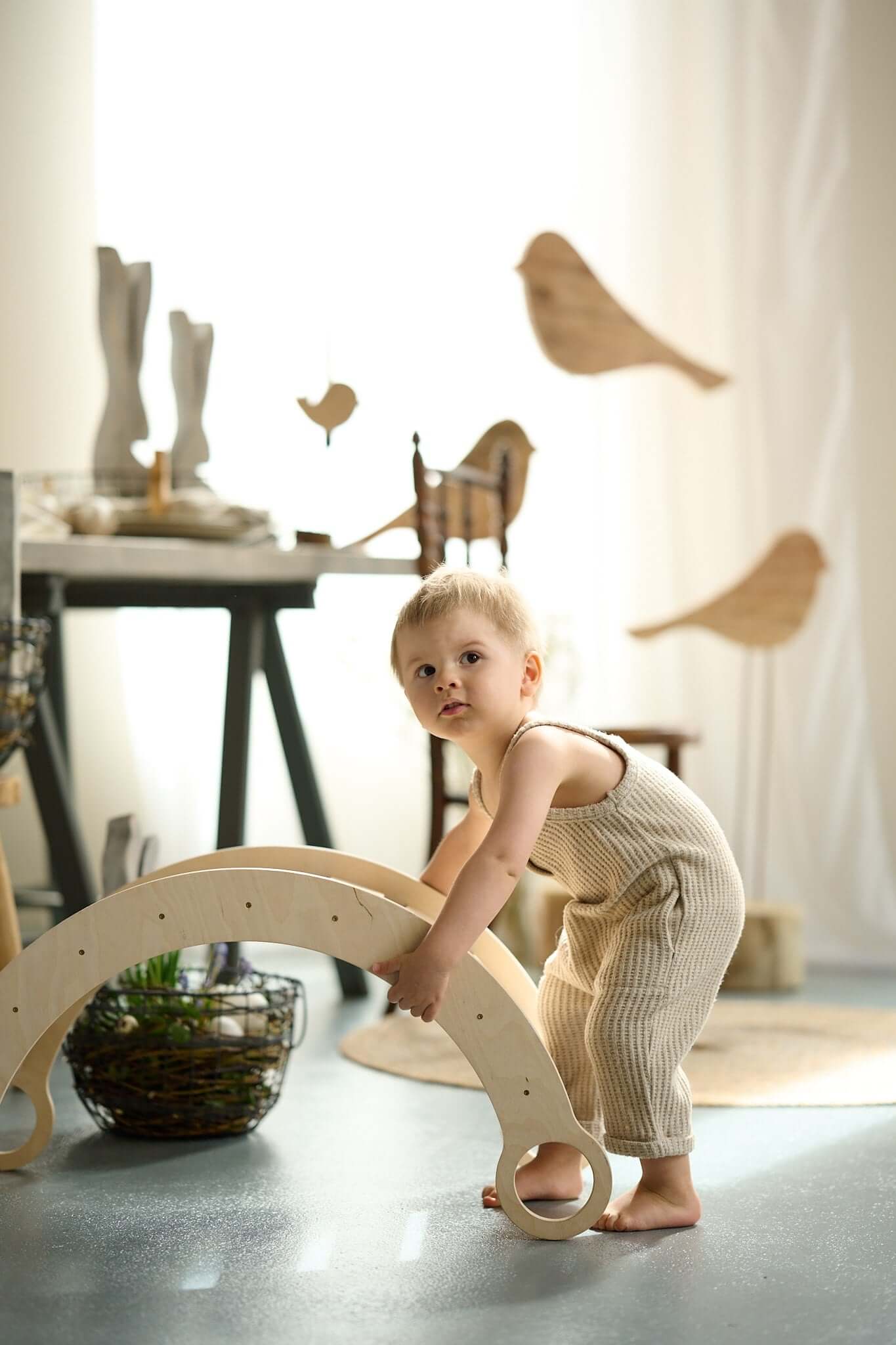 Houten wip voor kinderen, verschillende maten en kleuren