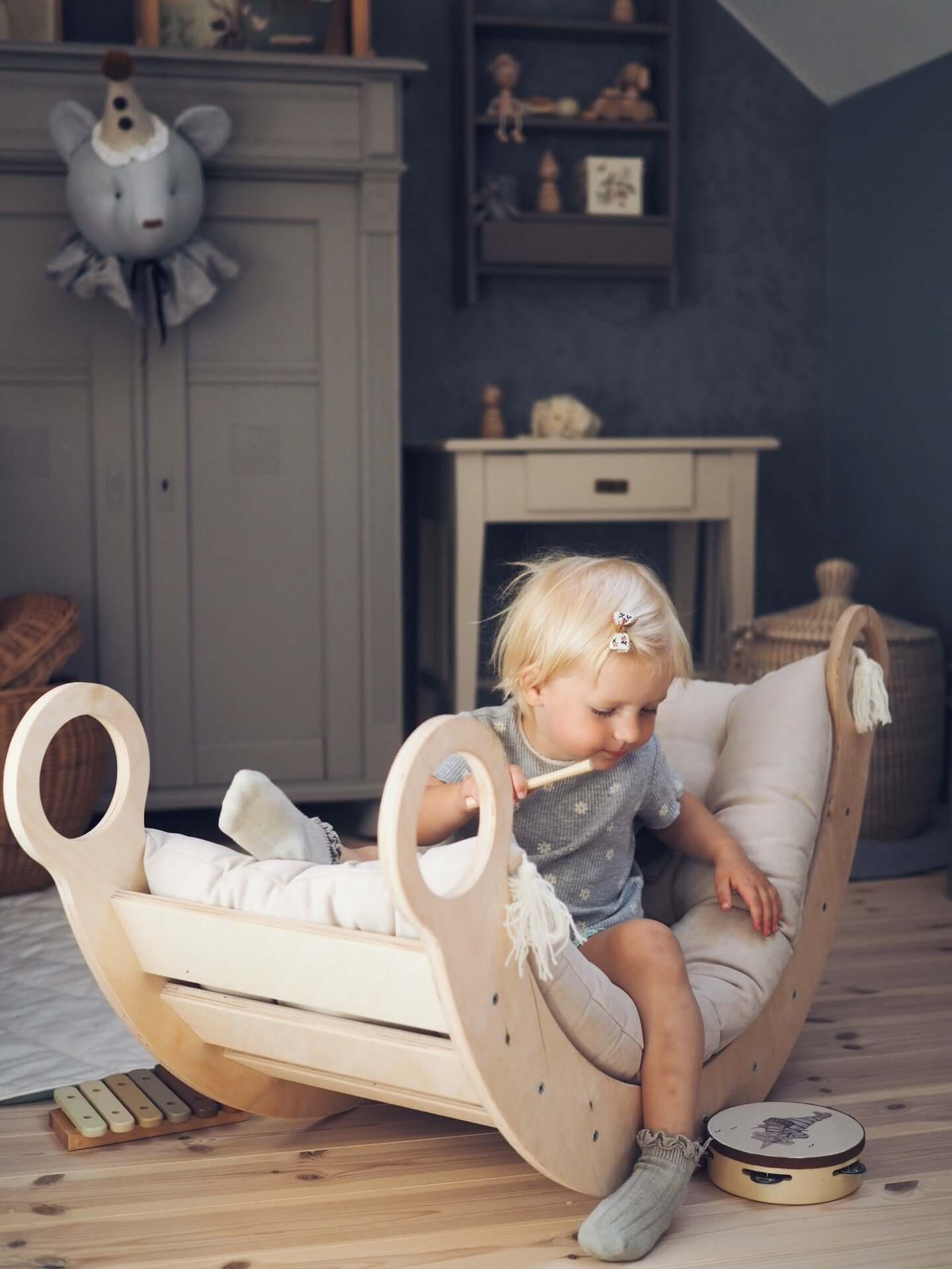 Houten wip voor kinderen, verschillende maten en kleuren