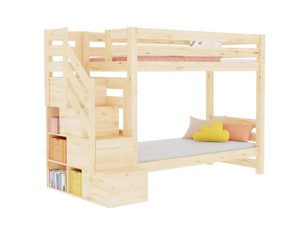 Holz Etagenbett Thea mit Regal