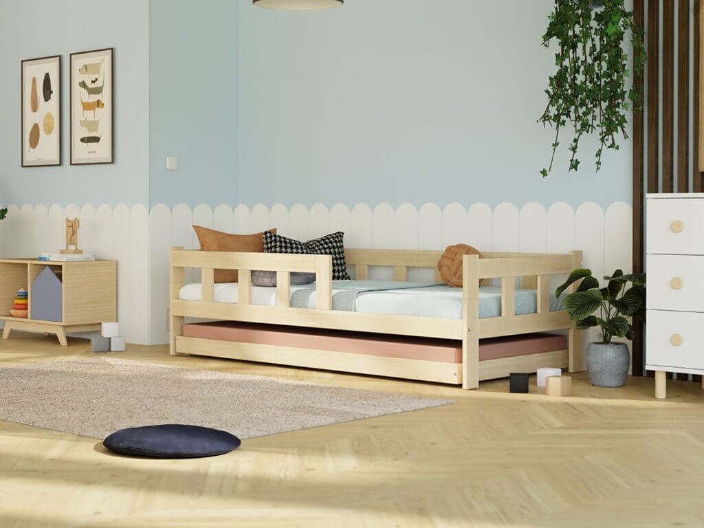 Kinderbed PAULINE met valbeveiliging en accessoires, diverse maten en kleuren