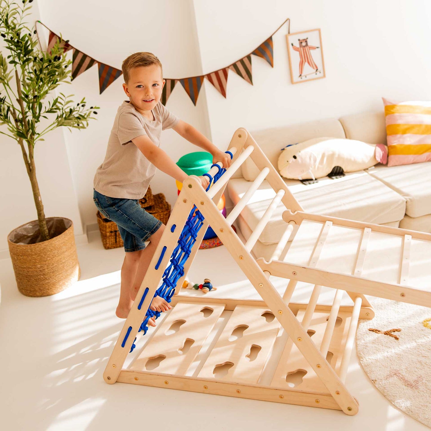 Lion climbing set - climbing triangle, chicken ladder & arch