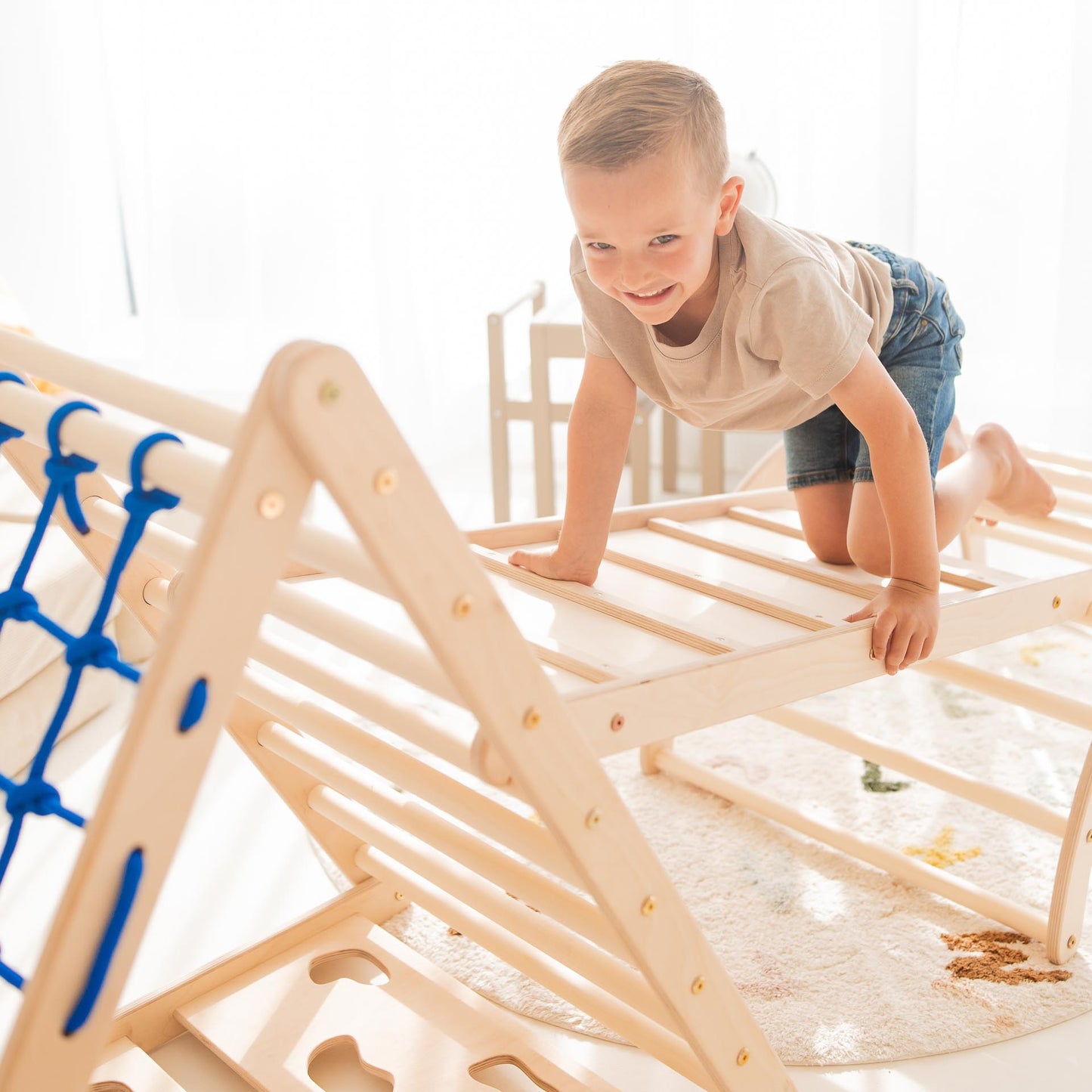 Lion climbing set - climbing triangle, chicken ladder & arch