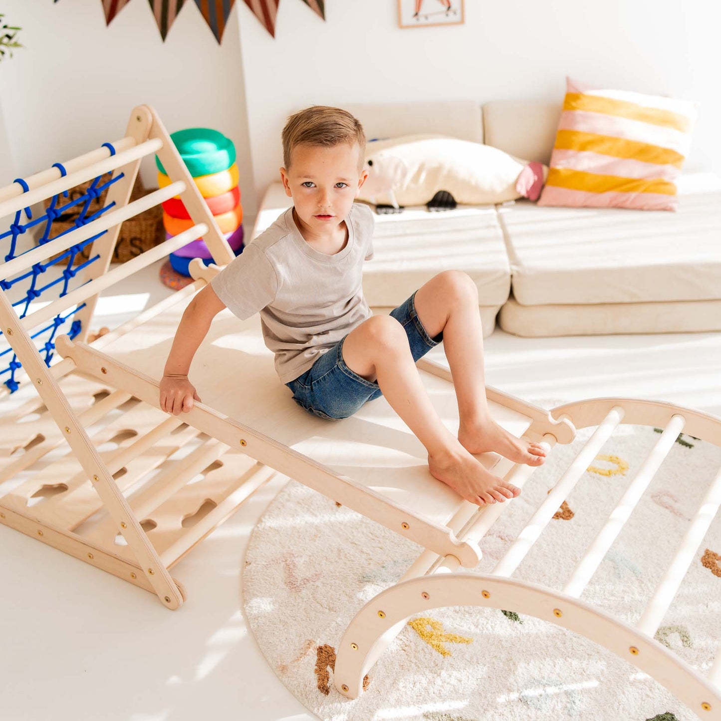 Lion climbing set - climbing triangle, chicken ladder & arch