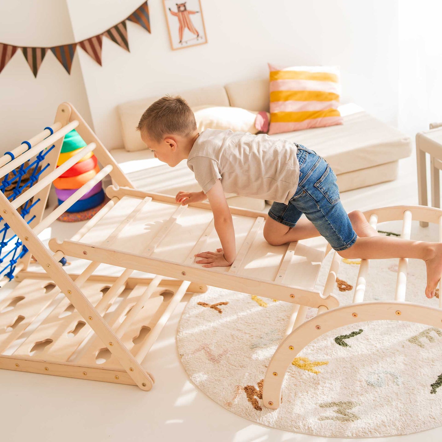 Lion climbing set - climbing triangle, chicken ladder & arch