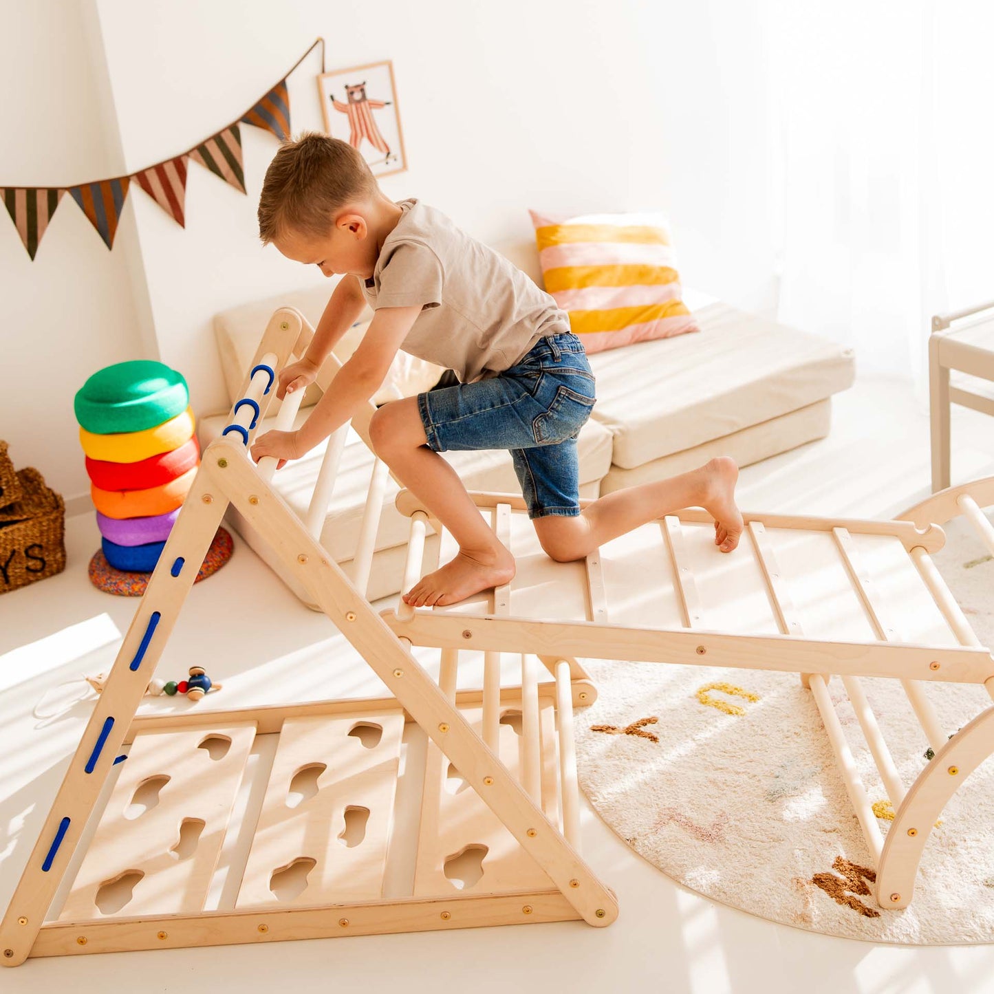 Lion climbing set - climbing triangle, chicken ladder & arch