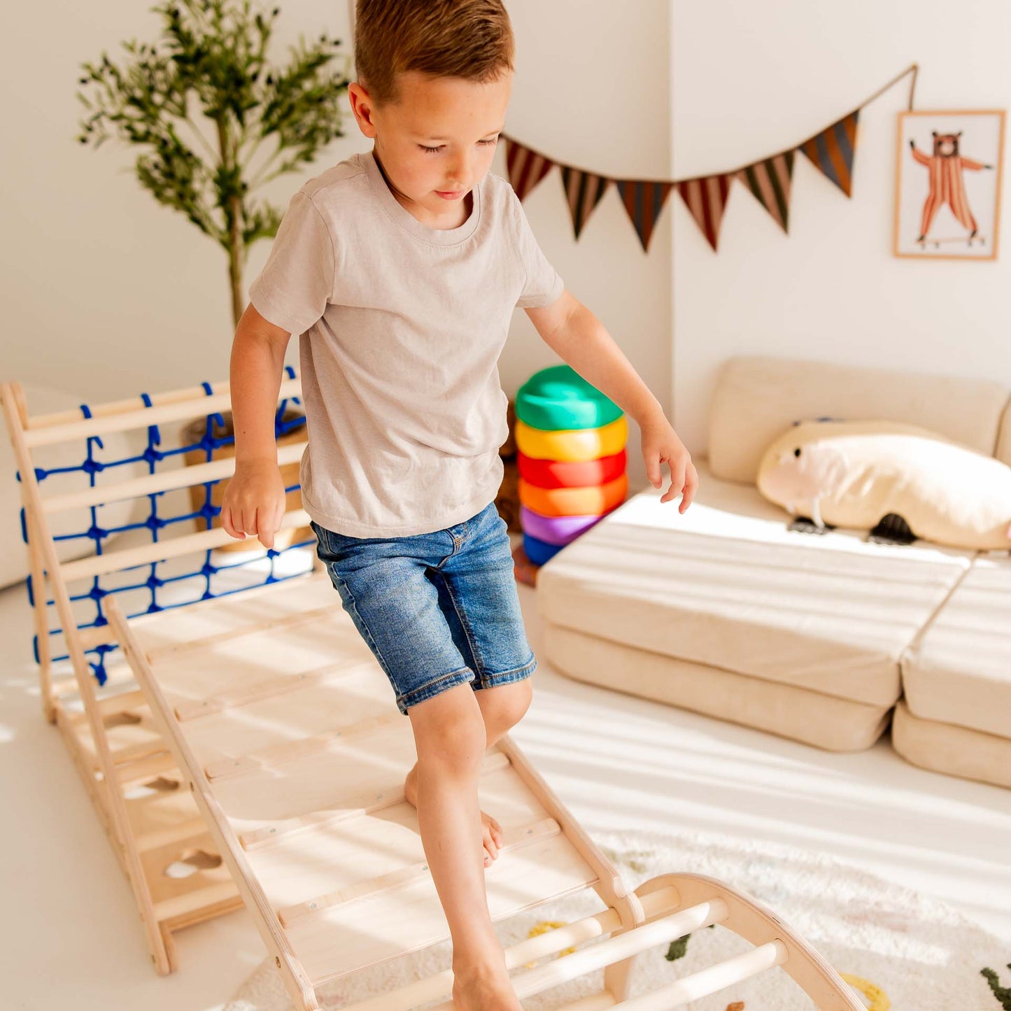 Lion climbing set - climbing triangle, chicken ladder & arch