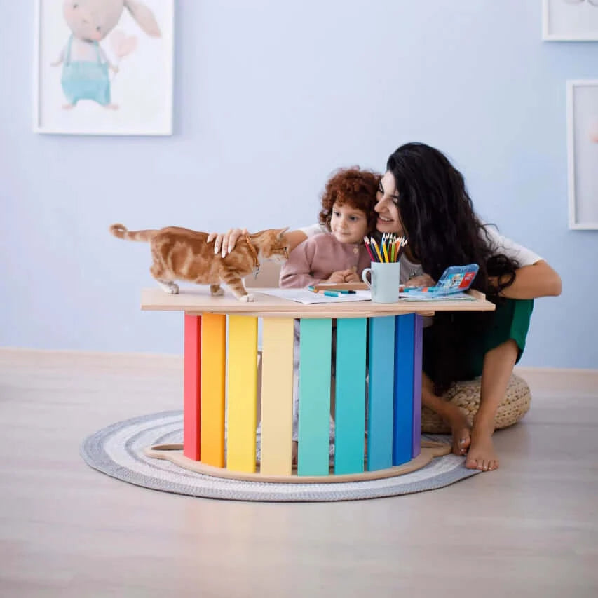 Kinderset klimboog kleurrijk met glijbaan/ladder & stoel