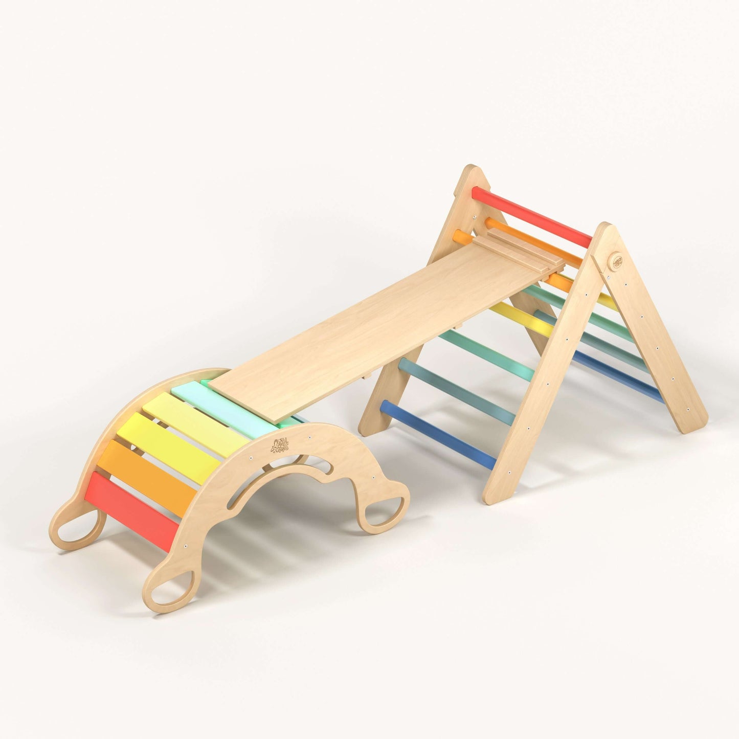 Set Pikler triangle, slide board, swing arch - various colors