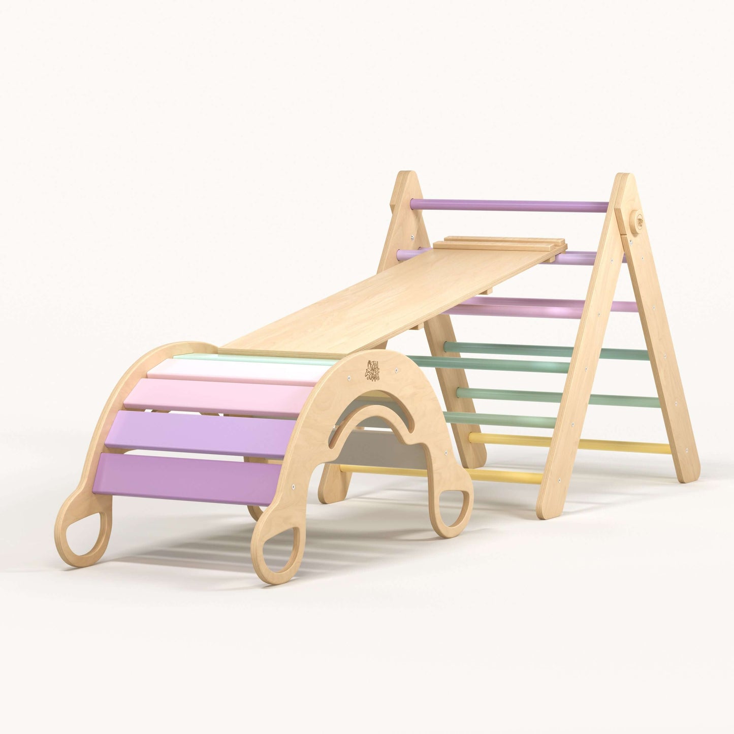 Set Pikler triangle, slide board, swing arch - various colors