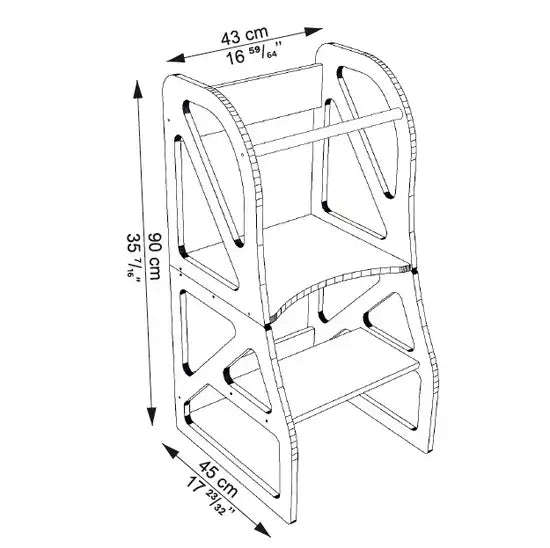 Maßangaben zum Lernturm-Küchenhelfer 2in1 THEA