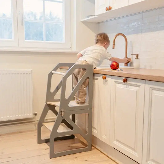 Lernturm-Küchenhelfer 2in1 ANNI in Grau für Kinder
