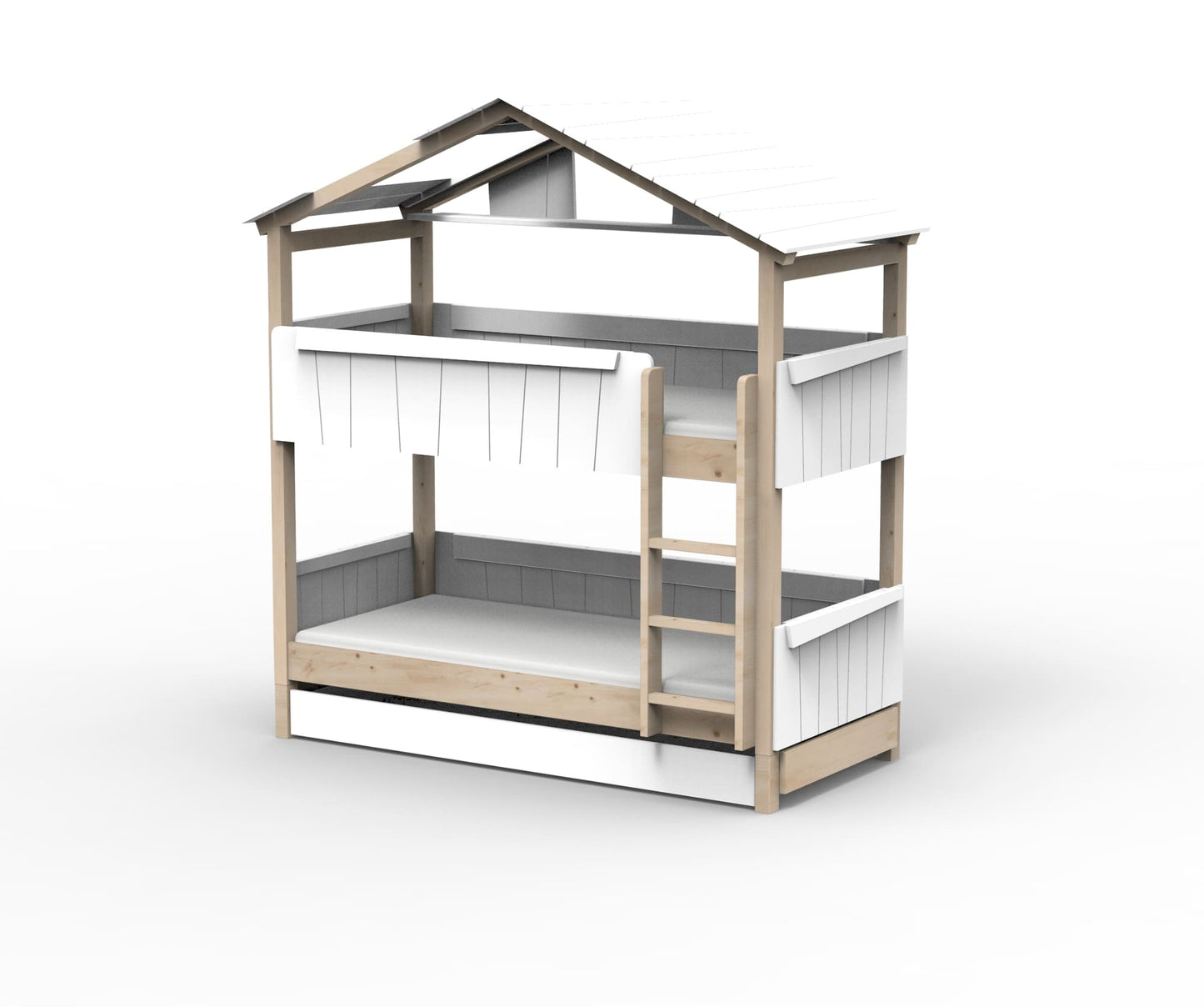 Starlight Haus-Etagenbett für Kinder mit Dach & Zusatzbett