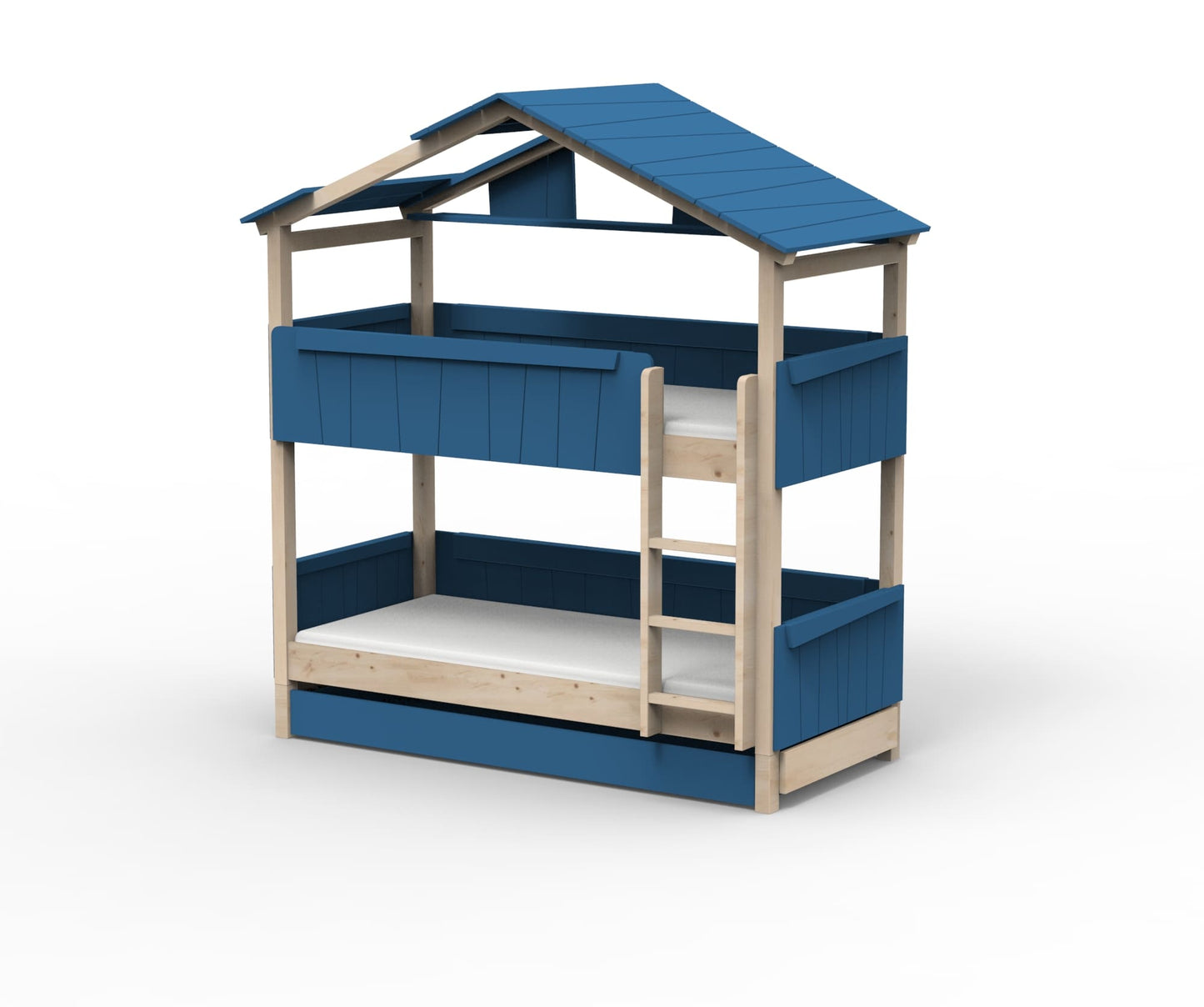 Starlight Haus-Etagenbett für Kinder mit Dach & Zusatzbett