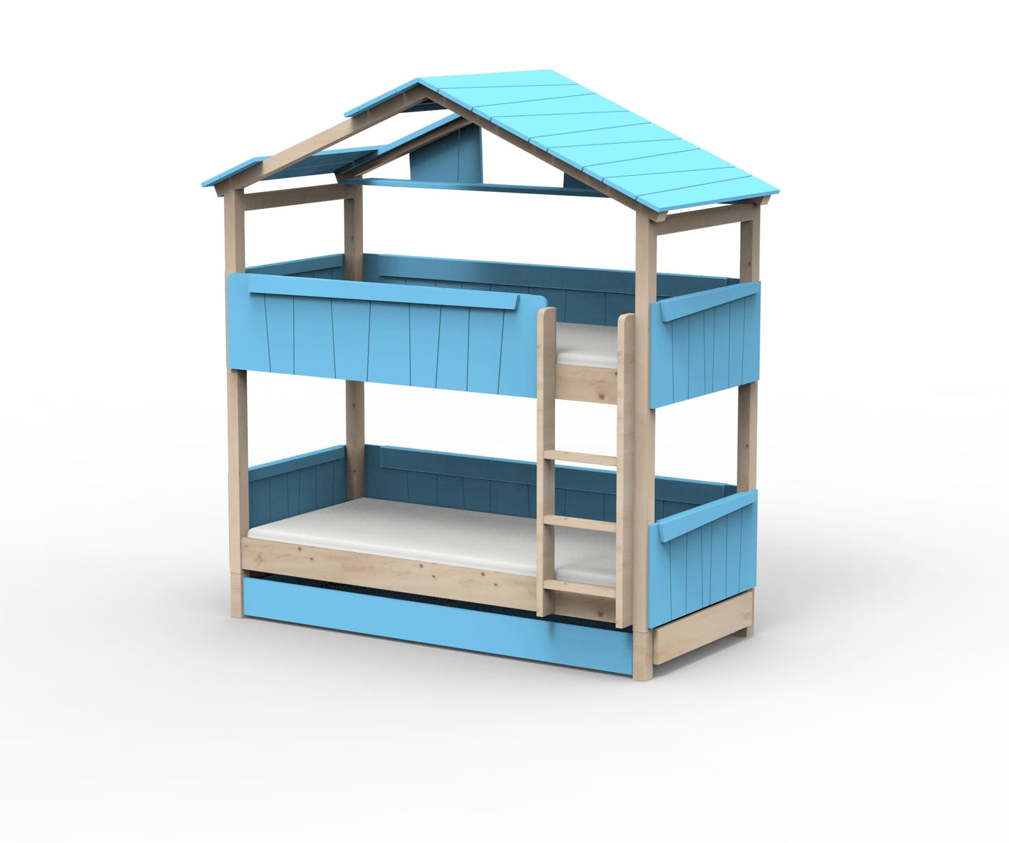 Starlight Haus-Etagenbett für Kinder mit Dach & Zusatzbett