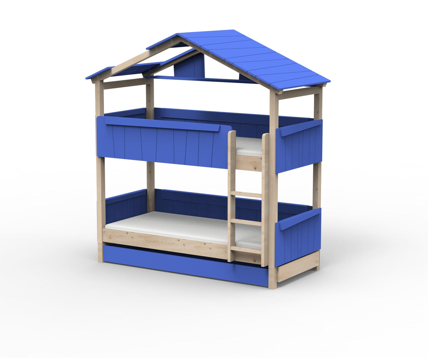 Starlight Haus-Etagenbett für Kinder mit Dach & Zusatzbett