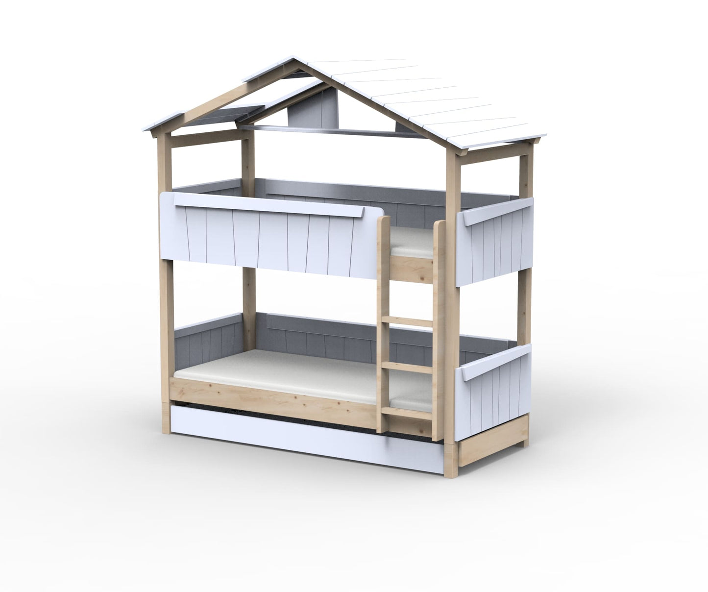 Starlight Haus-Etagenbett für Kinder mit Dach & Zusatzbett