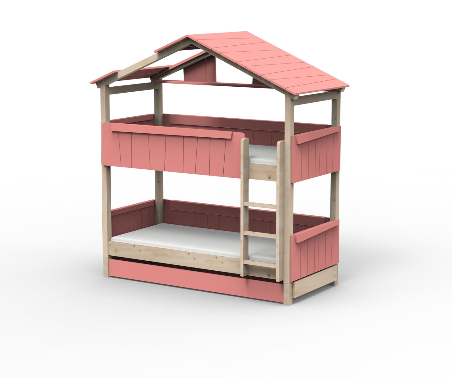 Starlight Haus-Etagenbett für Kinder mit Dach & Zusatzbett