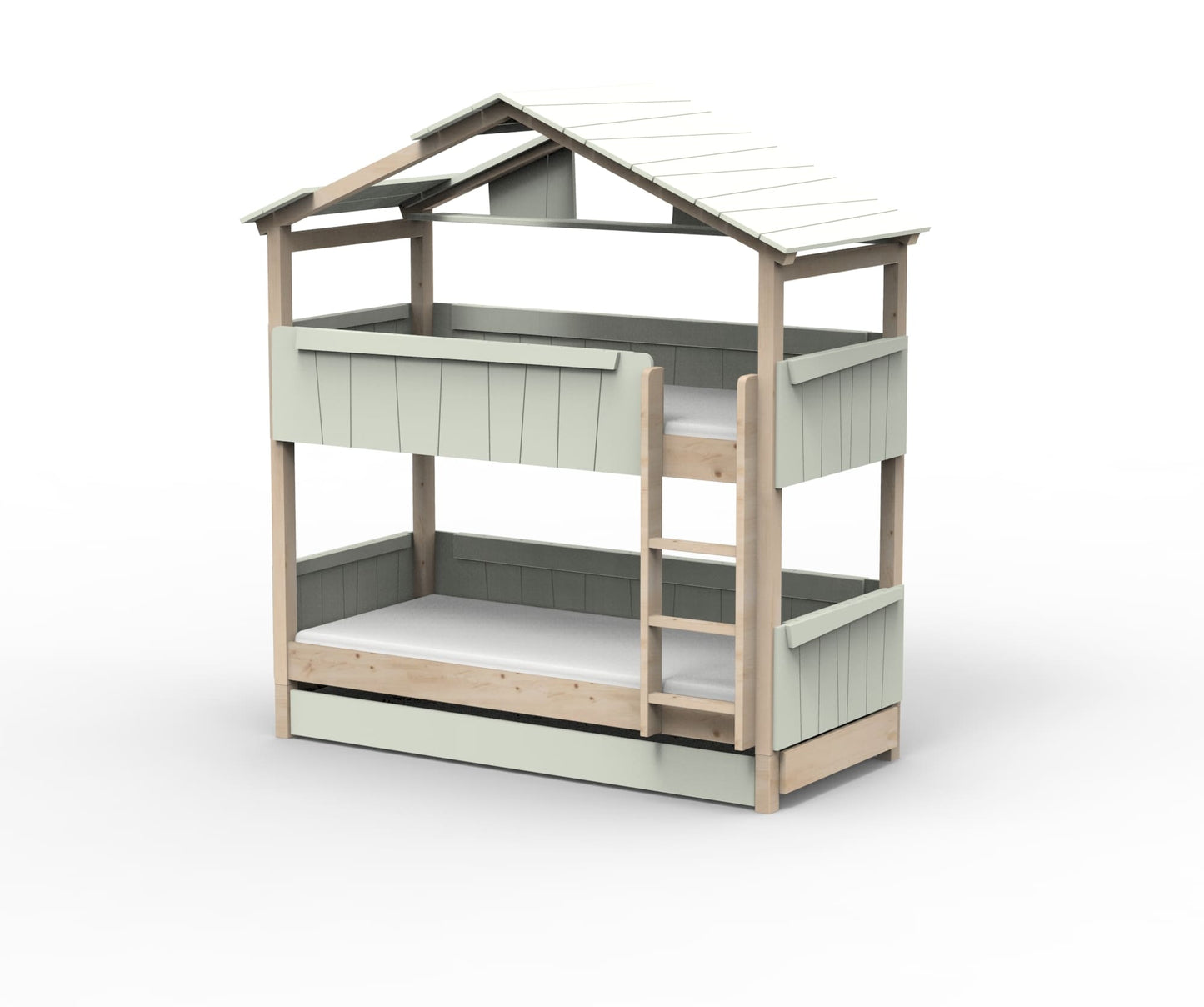 Starlight Haus-Etagenbett für Kinder mit Dach & Zusatzbett