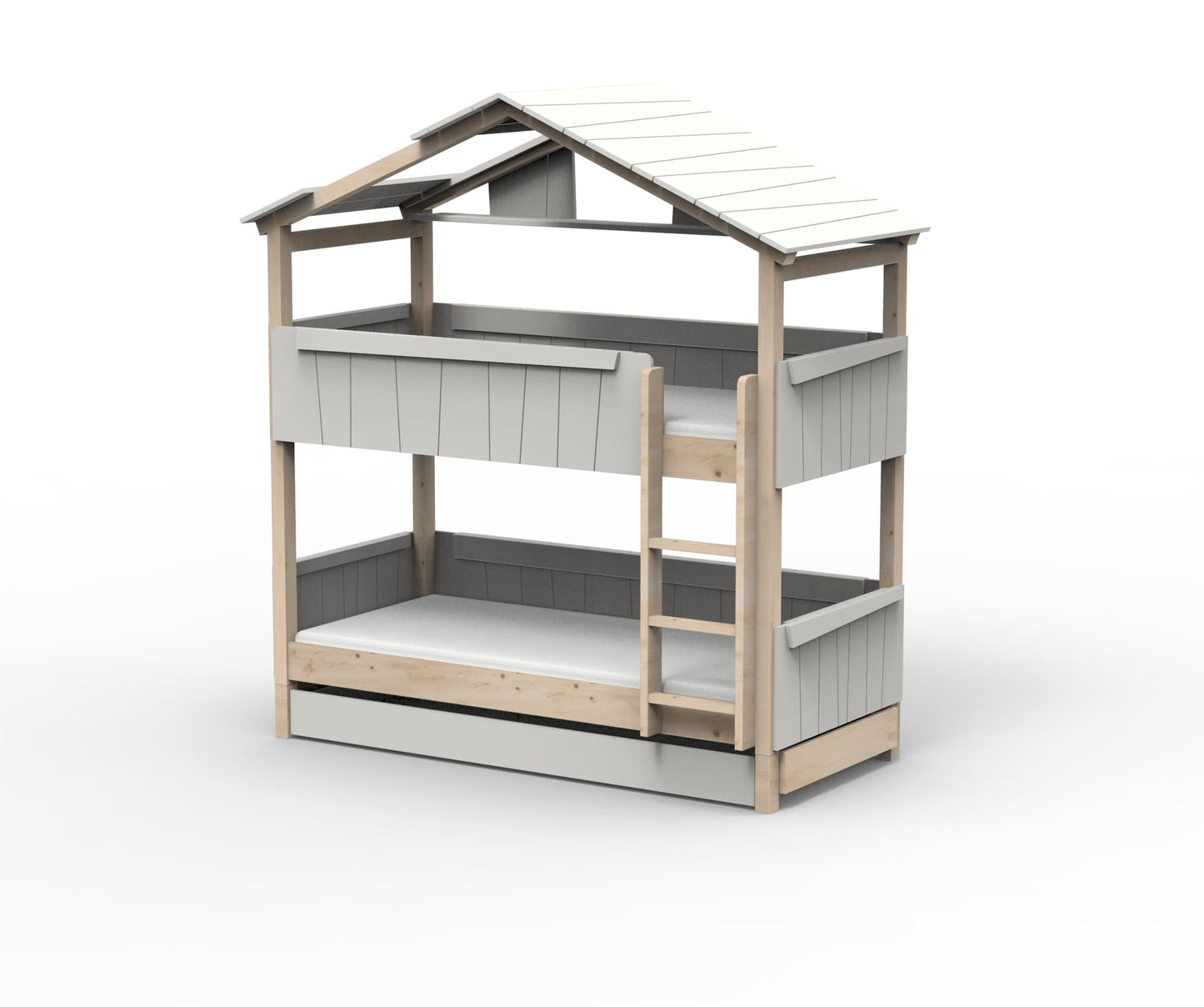 Starlight Haus-Etagenbett für Kinder mit Dach & Zusatzbett