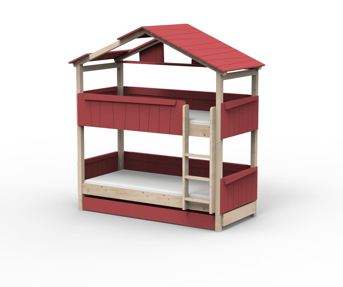 Starlight Haus-Etagenbett für Kinder mit Dach & Zusatzbett