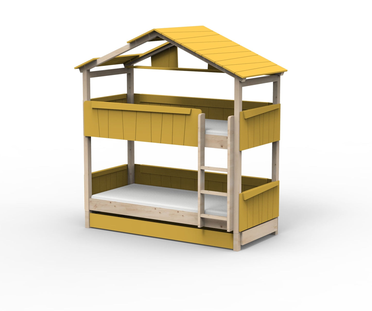 Starlight Haus-Etagenbett für Kinder mit Dach & Zusatzbett