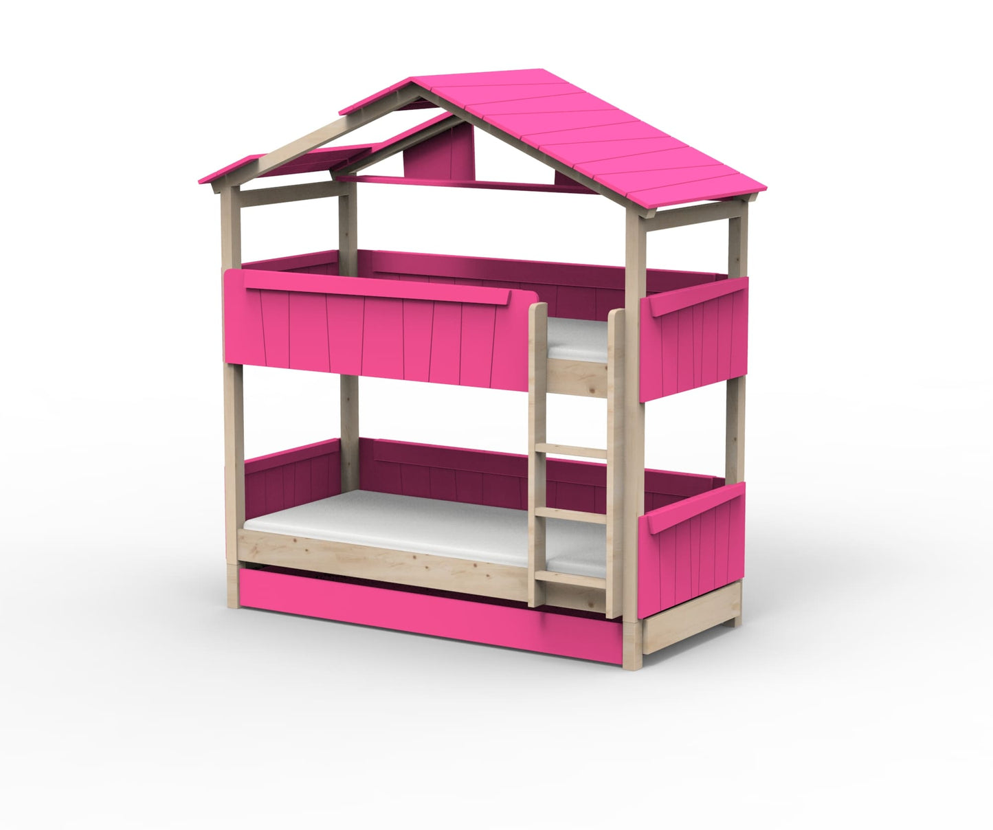 Starlight Haus-Etagenbett für Kinder mit Dach & Zusatzbett