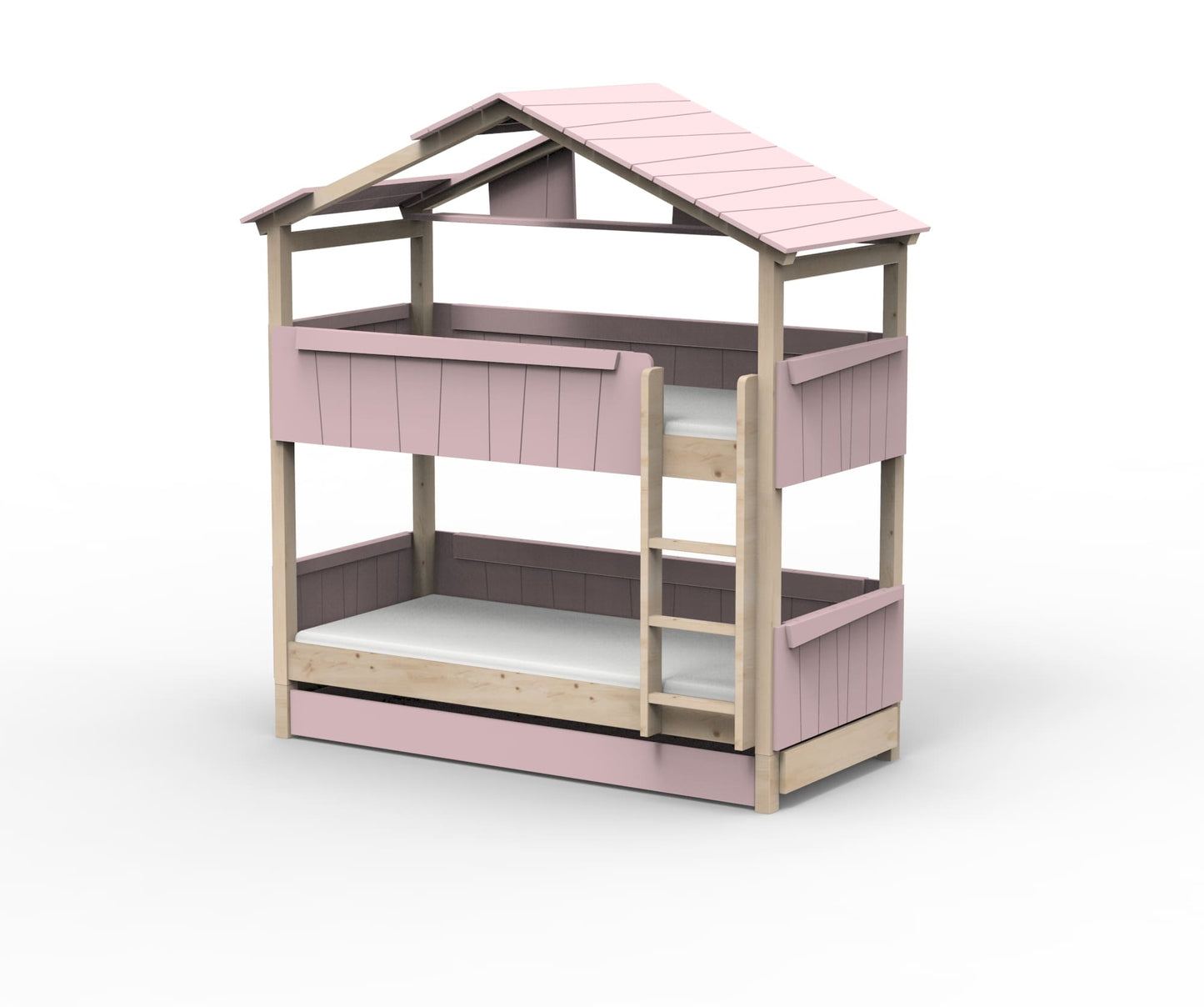 Starlight Haus-Etagenbett für Kinder mit Dach & Zusatzbett