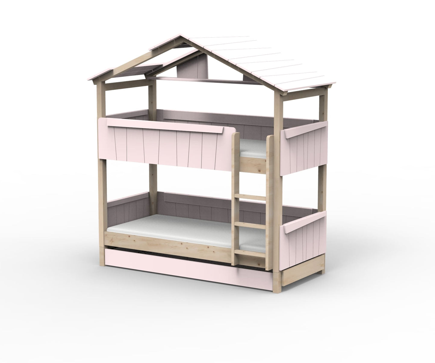 Starlight Haus-Etagenbett für Kinder mit Dach & Zusatzbett