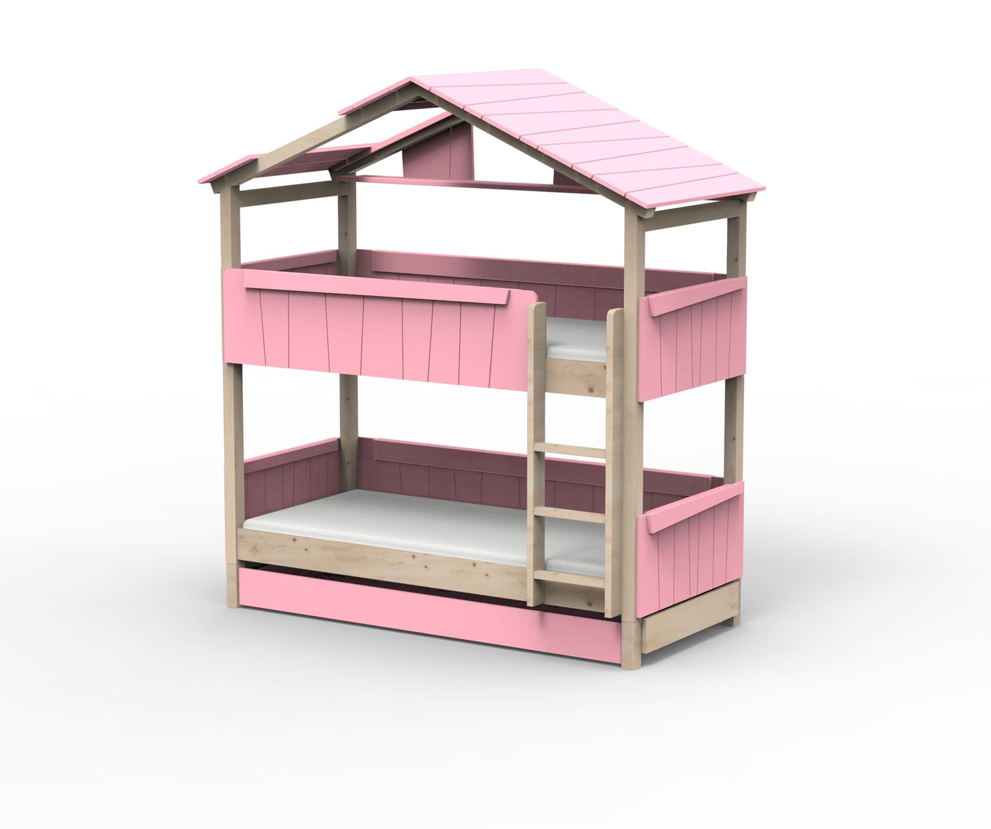 Starlight Haus-Etagenbett für Kinder mit Dach & Zusatzbett