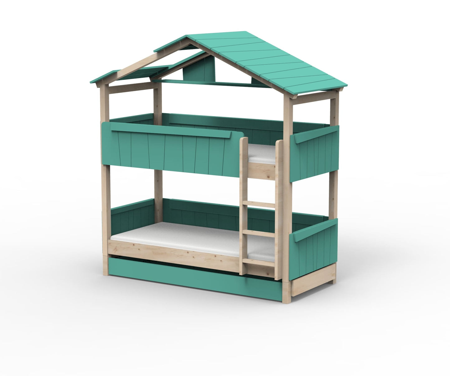 Starlight Haus-Etagenbett für Kinder mit Dach & Zusatzbett