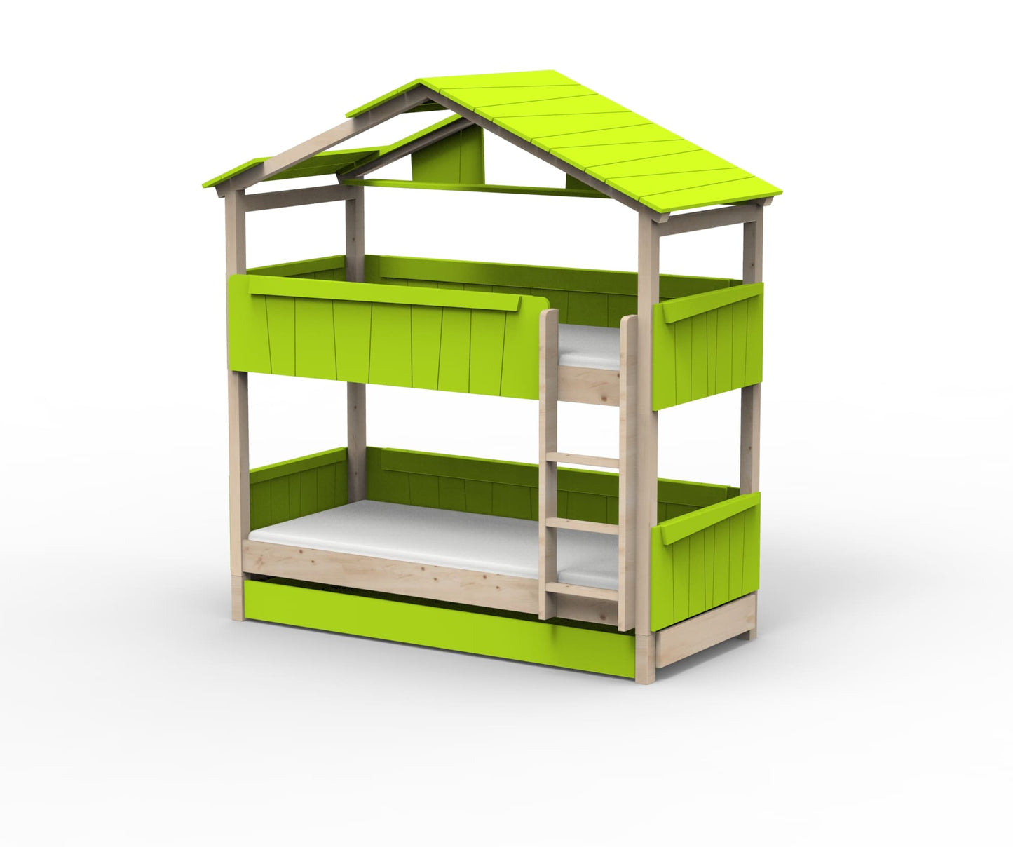Starlight Haus-Etagenbett für Kinder mit Dach & Zusatzbett