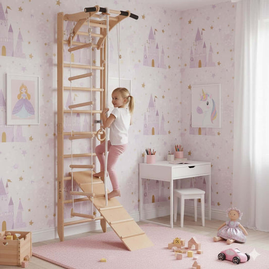 Sports climbing wall for children & teenagers with pull-up