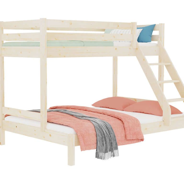 Holz Etagenbett HANNES für 3 Personen, versch. Farben