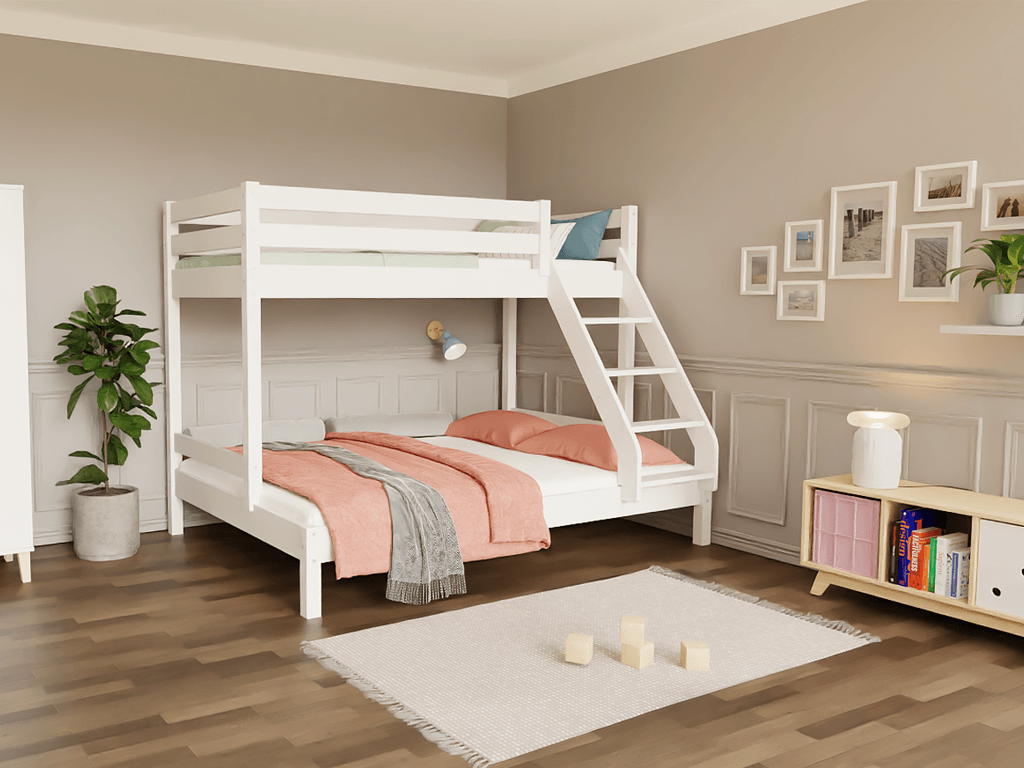 Holz Etagenbett HANNES für 3 Personen, versch. Farben
