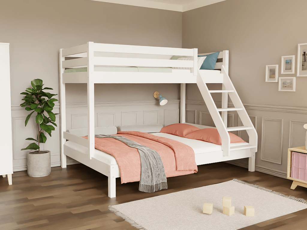 Holz Etagenbett HANNES für 3 Personen, versch. Farben
