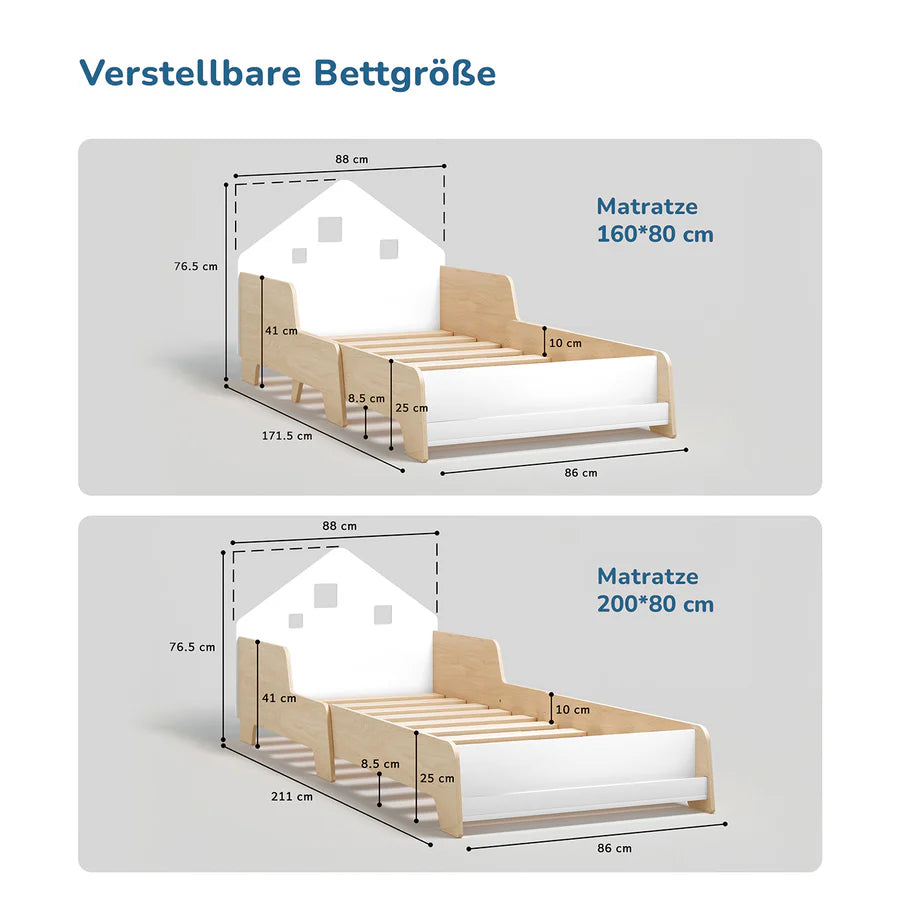 Montessori Kinderbett, verstellbar mit Beleuchtung, versch. Farben
