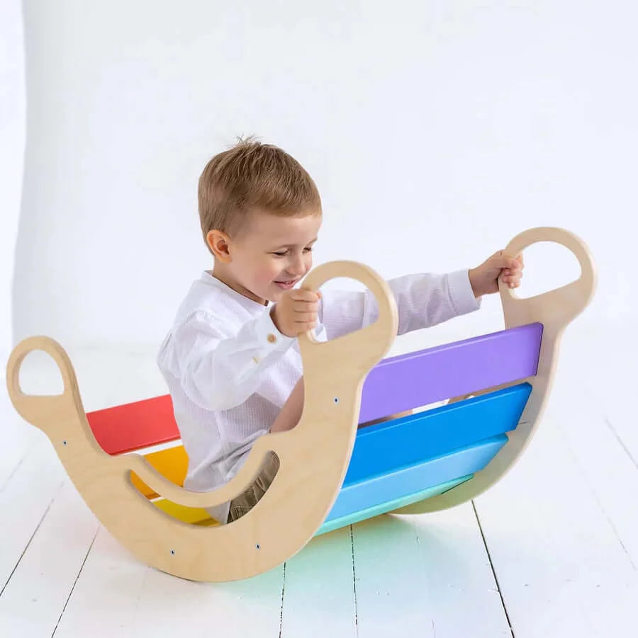 Montessori klimboog kleurrijk met glijbaan/ladder