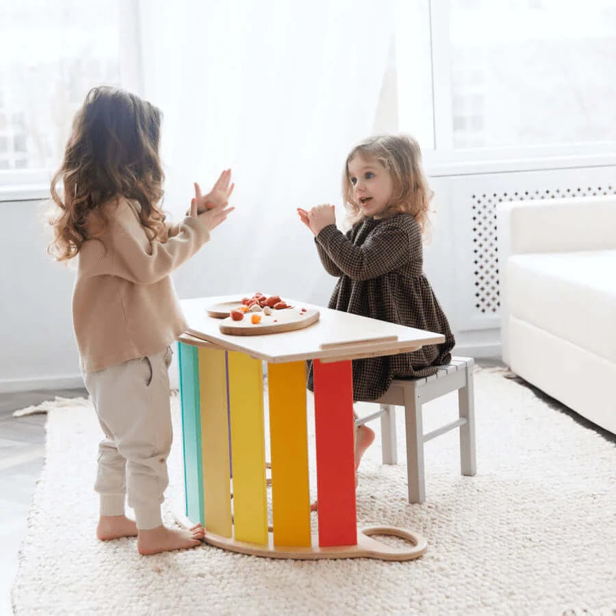 Montessori klimboog kleurrijk met glijbaan/ladder