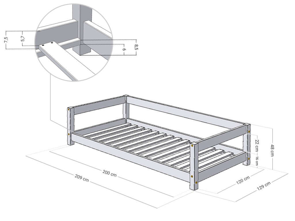 KÄTHE single bed for children, various sizes & colors