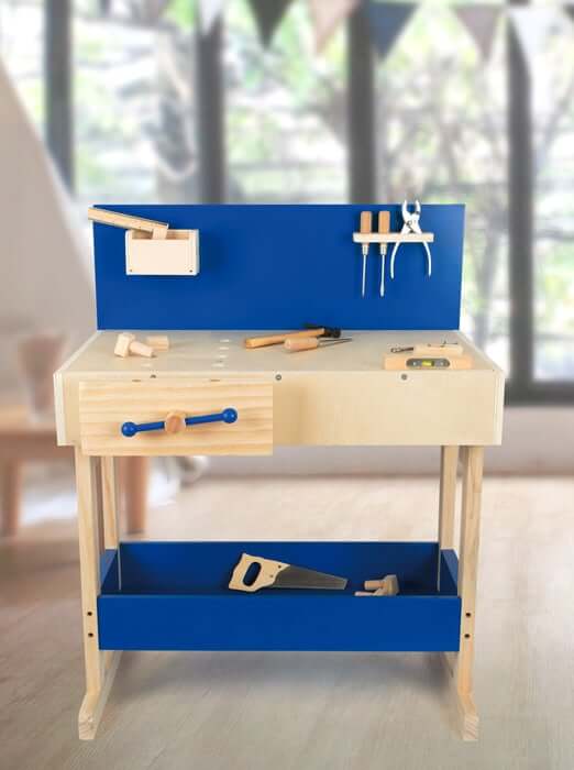 Kinderwerkbank blauw met toebehoren