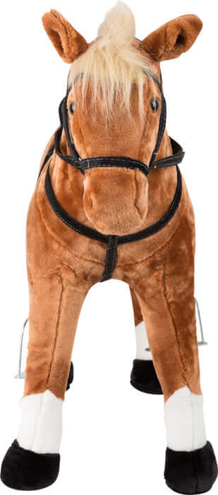 Staand paard met geluid, bruin