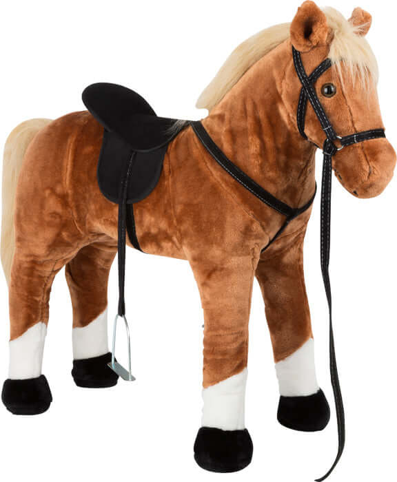 Staand paard met geluid, bruin