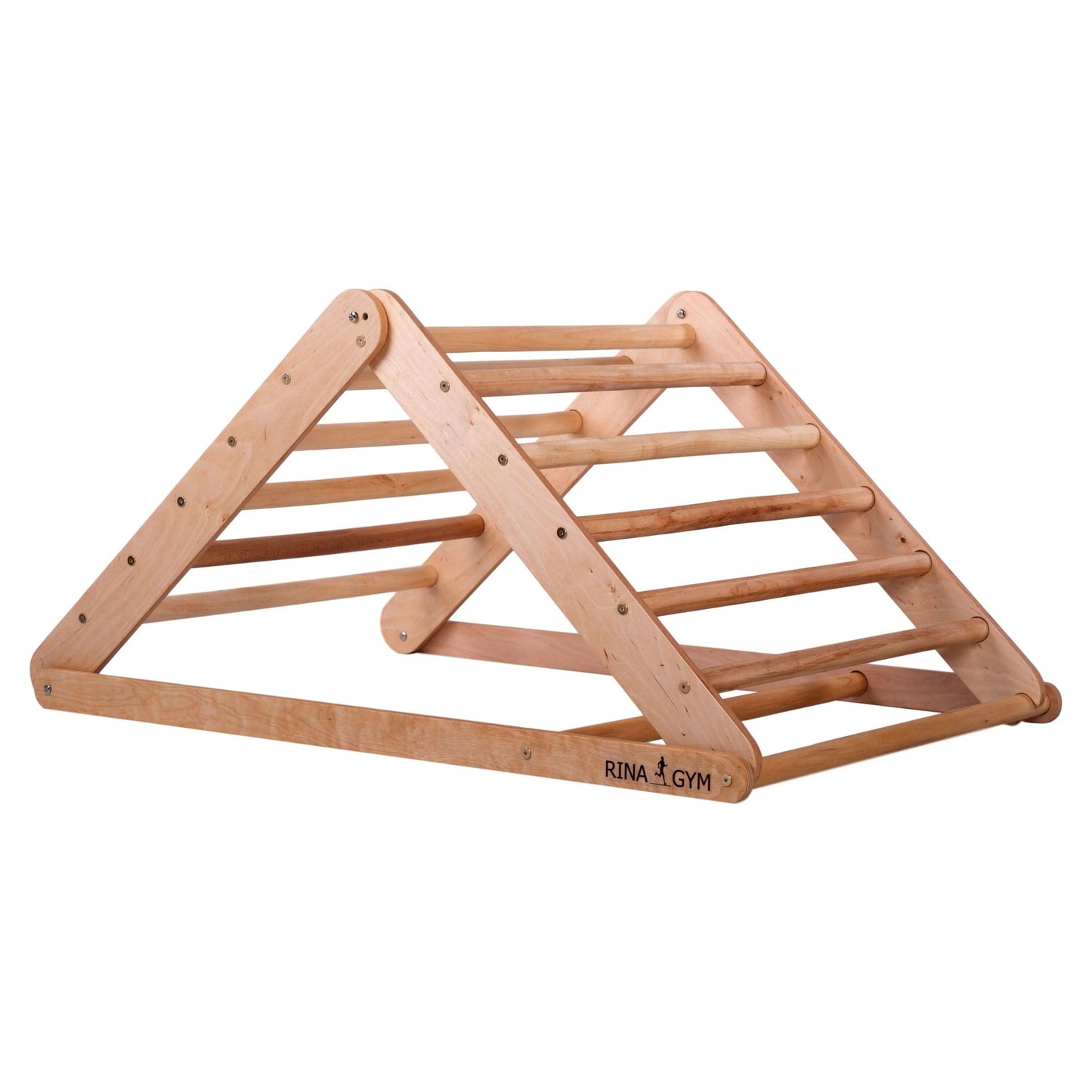 Klimdriehoek L met kippenladder, naturel hout
